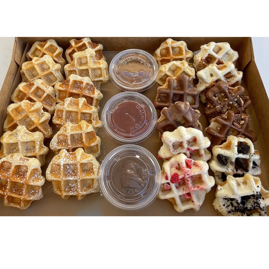 2 Dozen Mini Wafflz Sharing Box with dipping sauces Wafflz & Pearlz